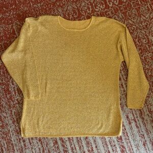 Metallic Gold Knit Crewneck Sweater